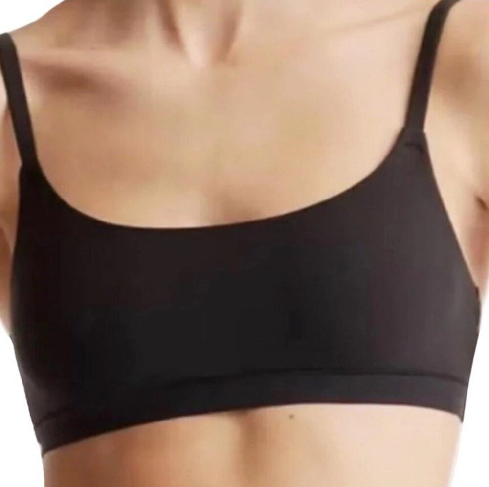 Quince Second Skin Scoop Neck Bralette 2 Pack Black Size Medium NEW